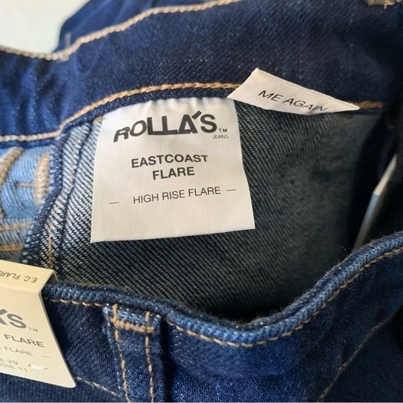 ROLLA’S EASTCOAST HIGH RISE FLARE ORGANIC COTTON JEANS IN LUX BLUE - Picture 12 of 15